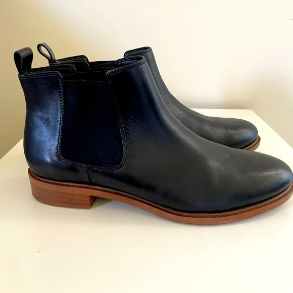 Clarks Shoes Clarks Taylor Shine Black Leather Chelsea Boots